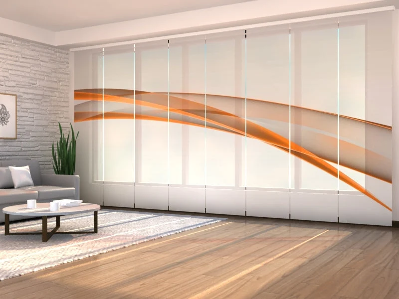 Paneles Japoneses Elegante Línea Abstracta Naranja