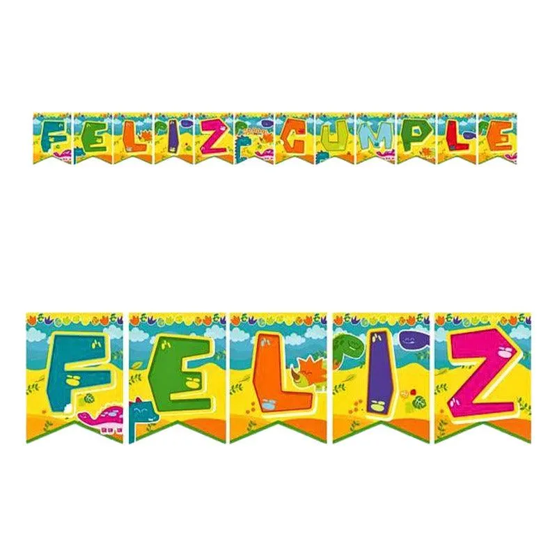 Guirnalda Dinosaurio Animado 180cm Feliz Cumpleaños Party Express