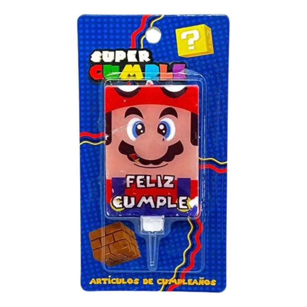 Vela 2D Super Mario Bross Decoración Para Cumpleaños Party Express