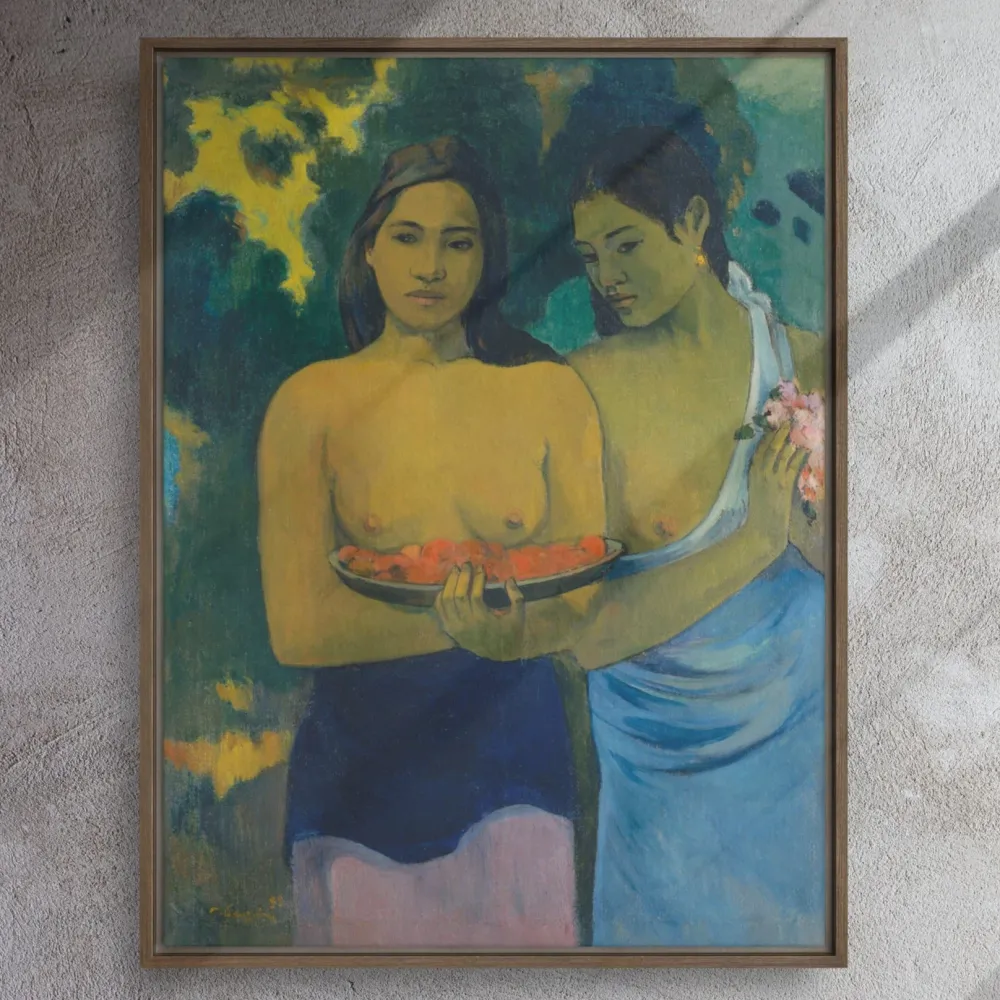 Lienzo - Paul Gauguin, Mujeres tahitianas en la playa