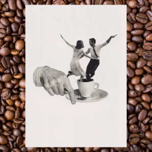 Lámina Bailando en una taza de café collage Petit Collage