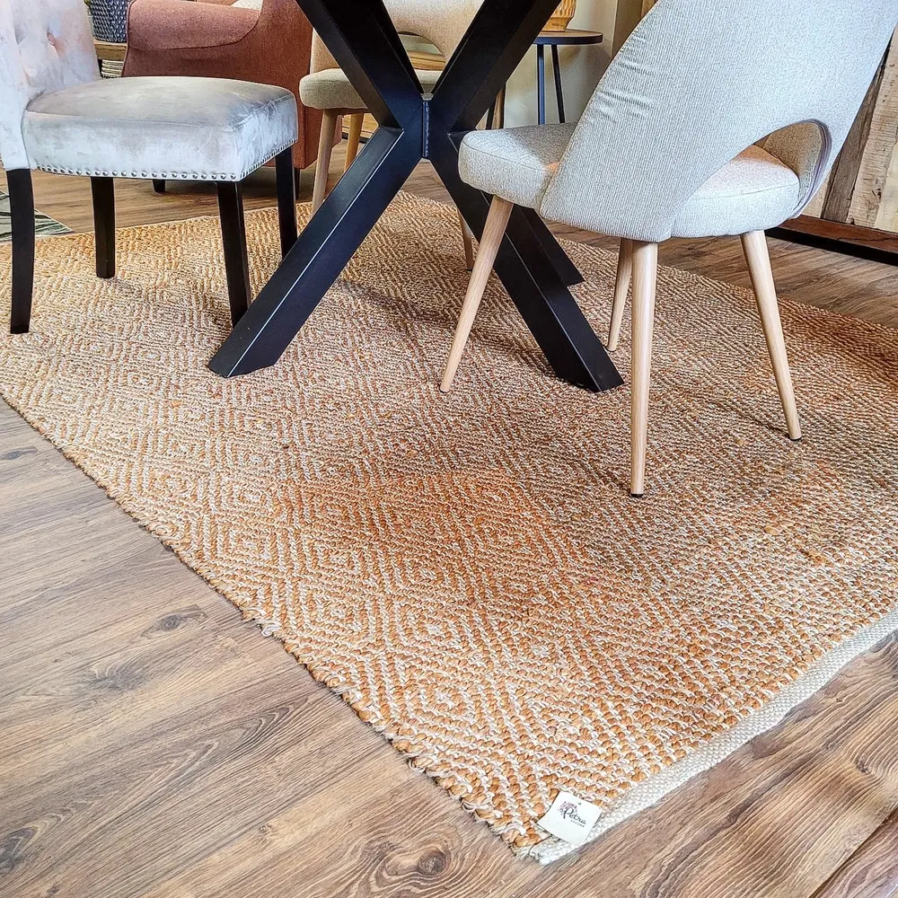 Alfombra yute y algodón naranja 180 x 240 cm Petra Decora