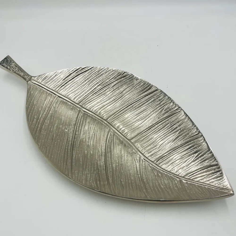 Bandeja plateada hoja Kinitra 54x26x4 cm Petra Decora