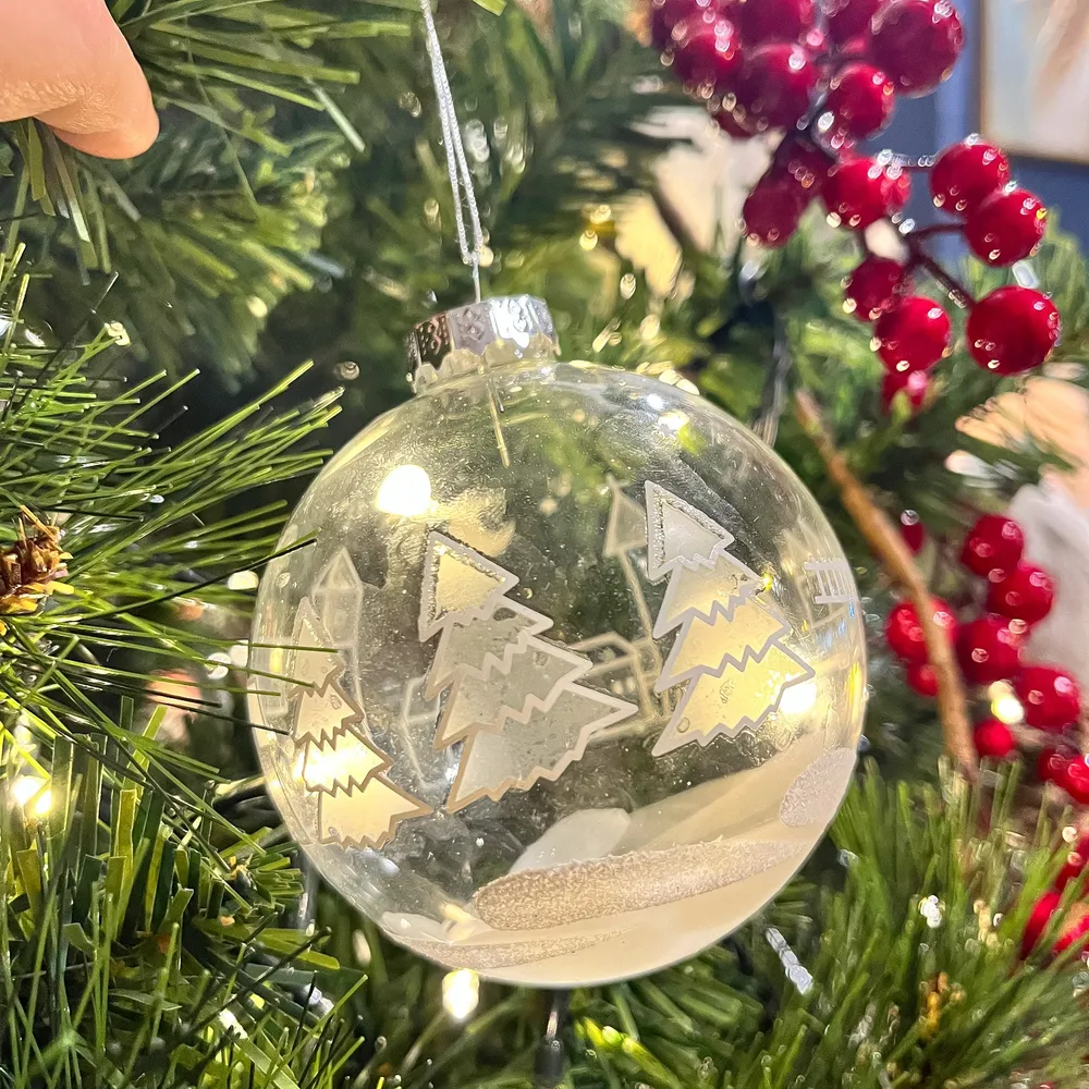 Bola de navidad pueblo cristal 8 cm Petra Decora