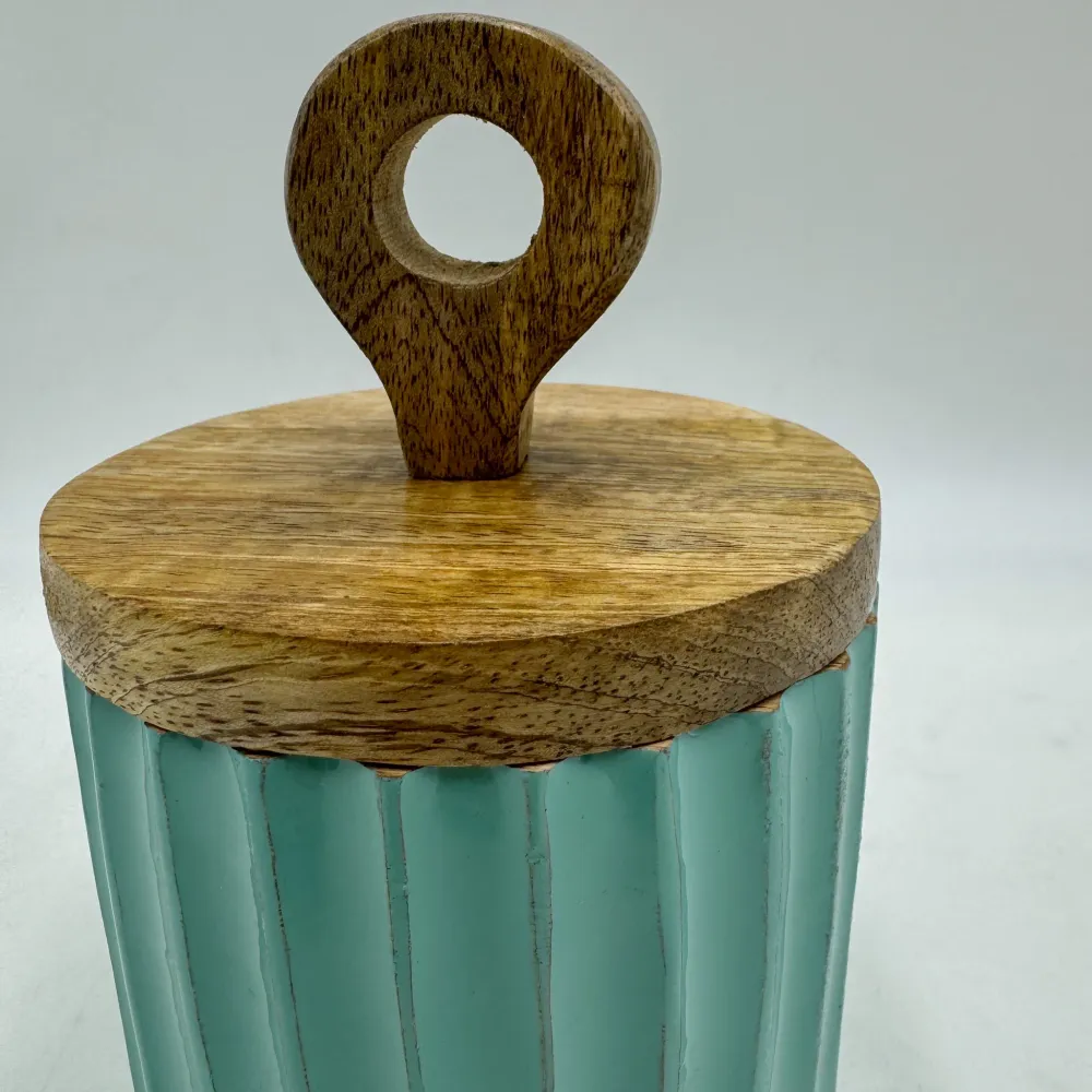 Caja madera de mango azul con tapa 10x16 cm Petra Decora