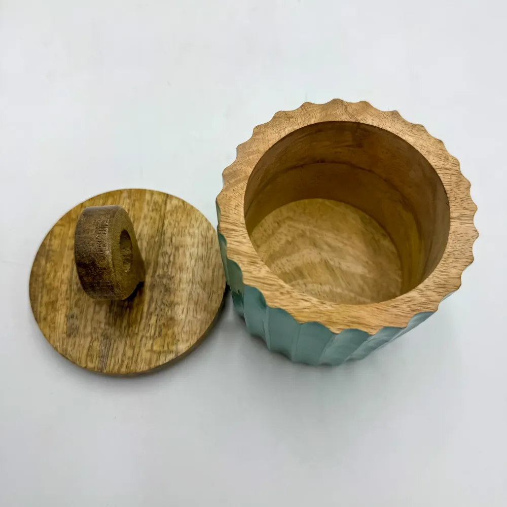 Caja madera de mango azul con tapa 10x16 cm Petra Decora