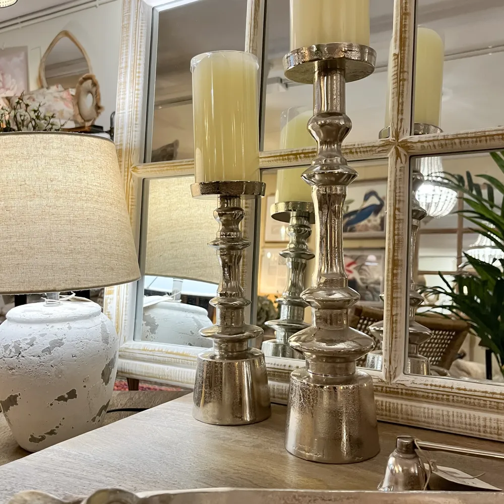 Candelabro plateado 9x37 cm Petra Decora