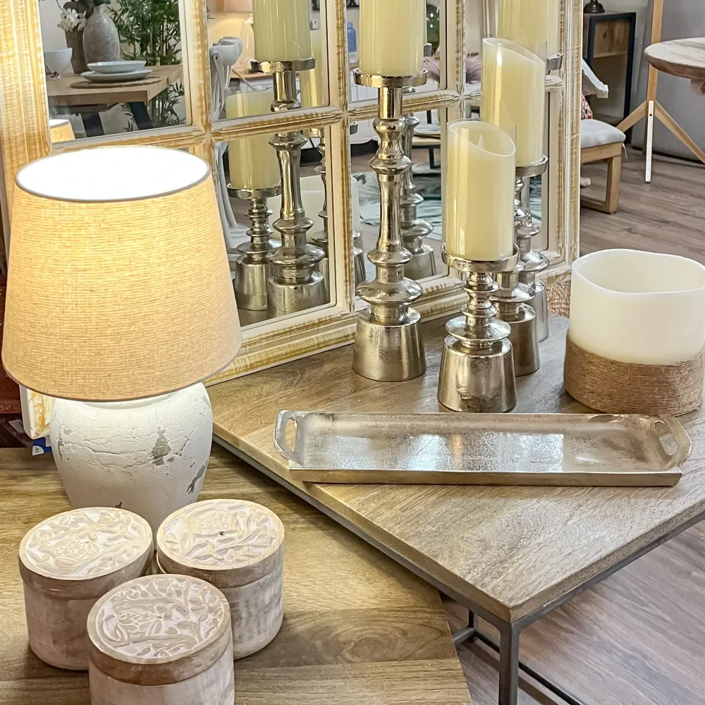 Candelabro plateado 9x37 cm Petra Decora