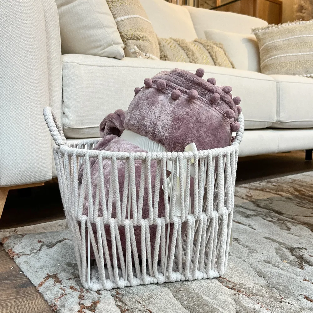 Cesta blanca cuerda asas M Petra Decora