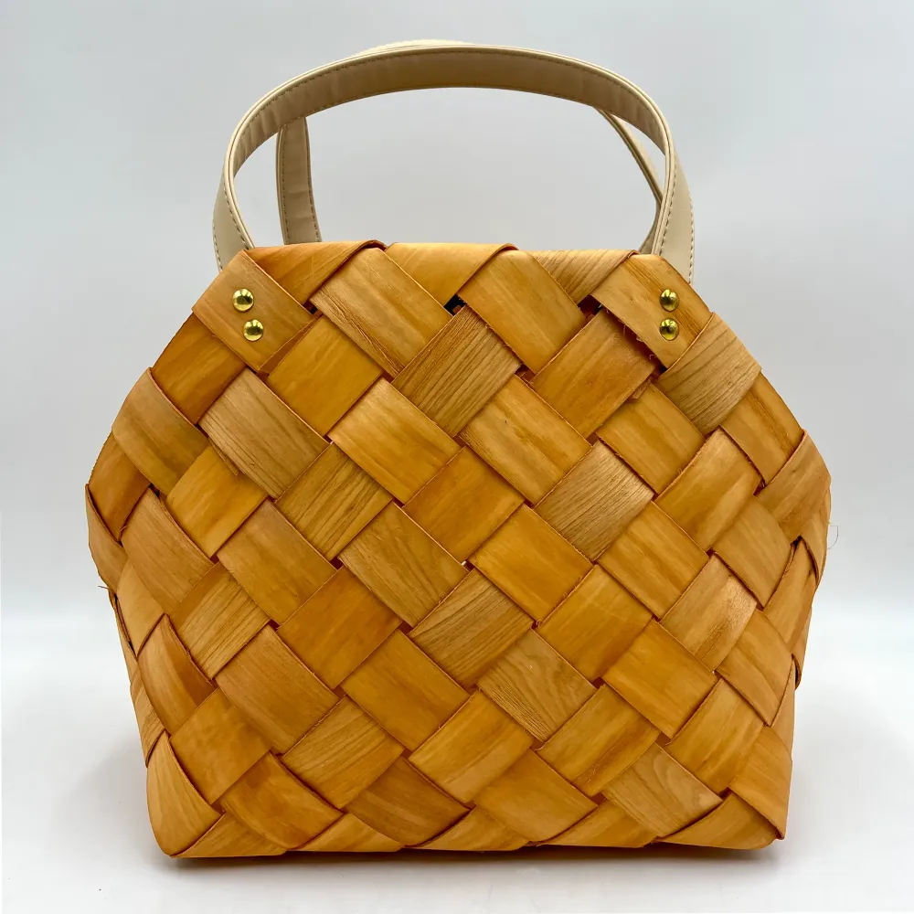 Cesta madera natural con asa L Petra Decora
