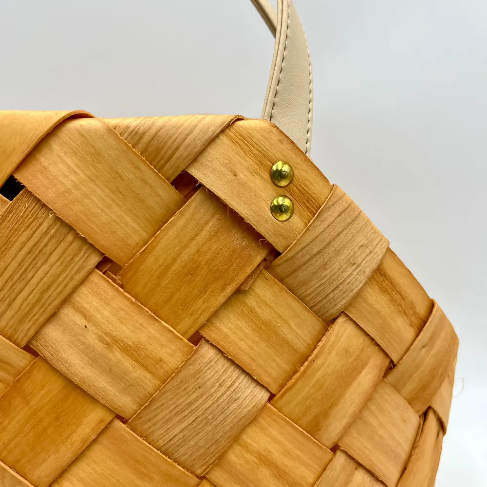 Cesta madera natural con asa L Petra Decora