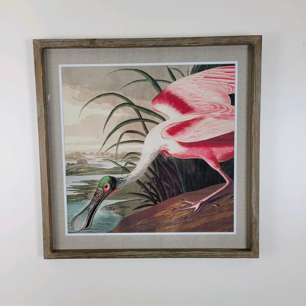 Cuadro cristal garza rosa 60x60 cm Petra Decora