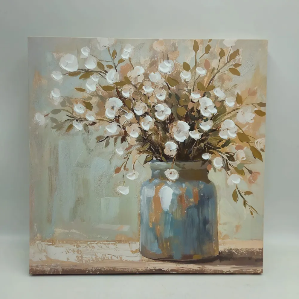 Cuadro jarrón flores blancas 40x3x40 cm Petra Decora