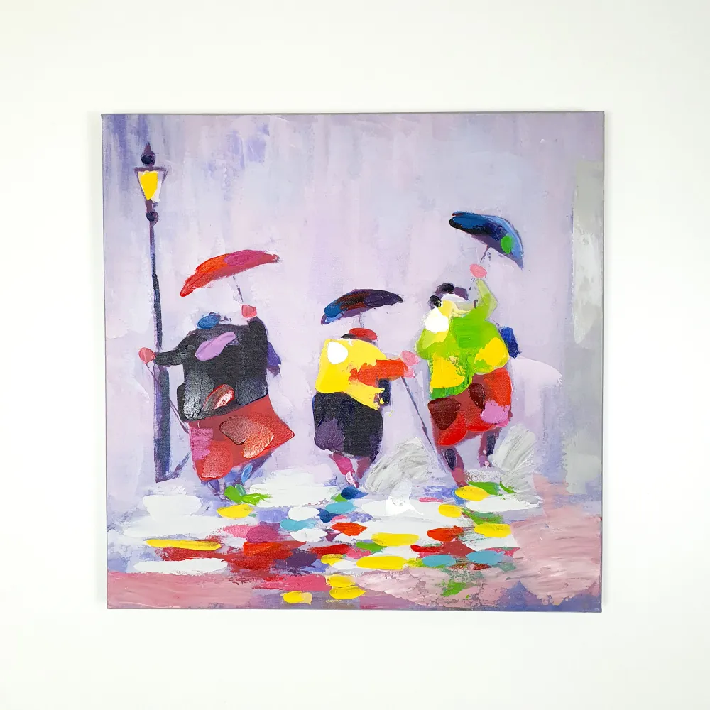 Cuadro óleo lluvia colores 60x60 cm Petra Decora