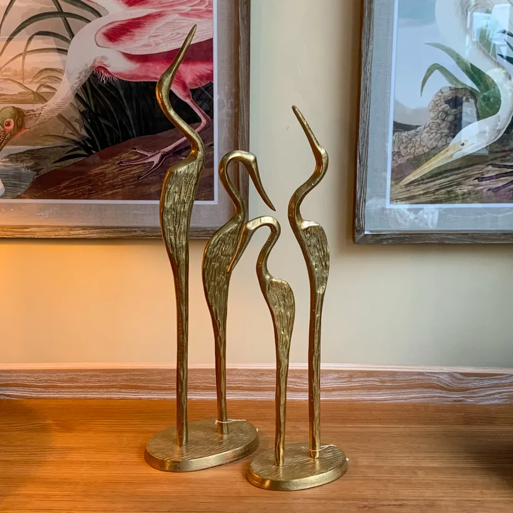 Escultura garza aluminio 63x18 cm Petra Decora