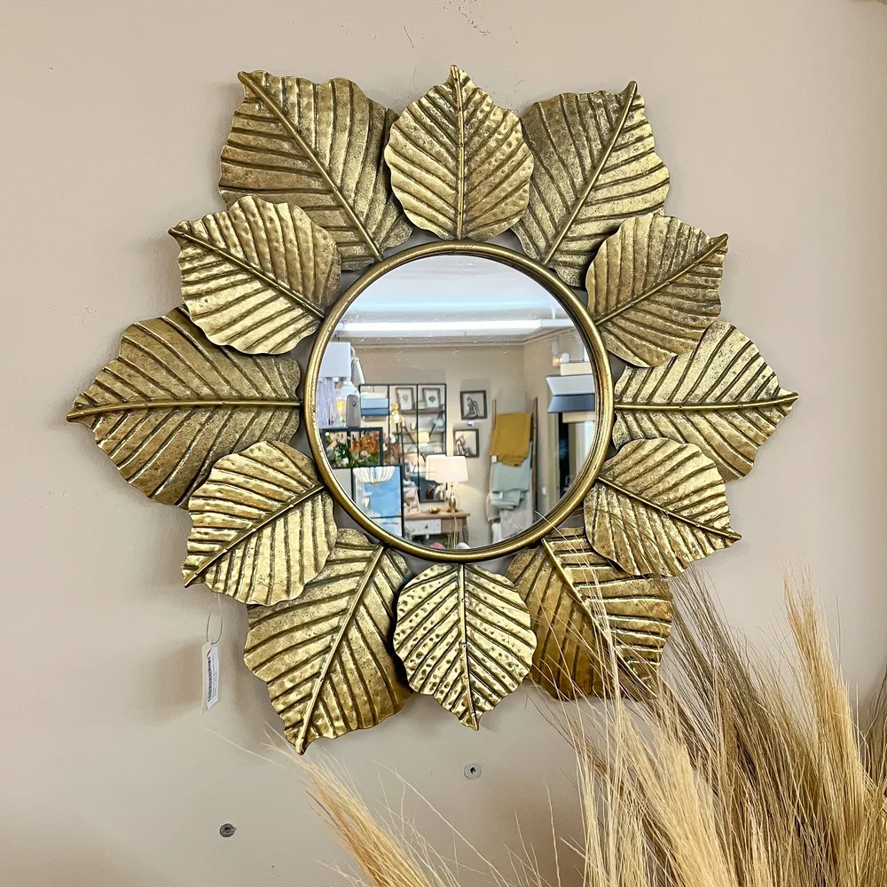 Espejo dorado hojas Petra Decora