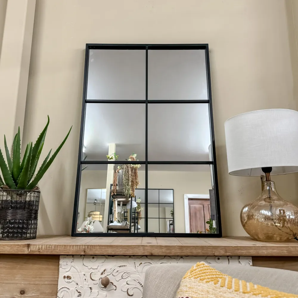 Espejo metal negro efecto ventana 60x90 Petra Decora