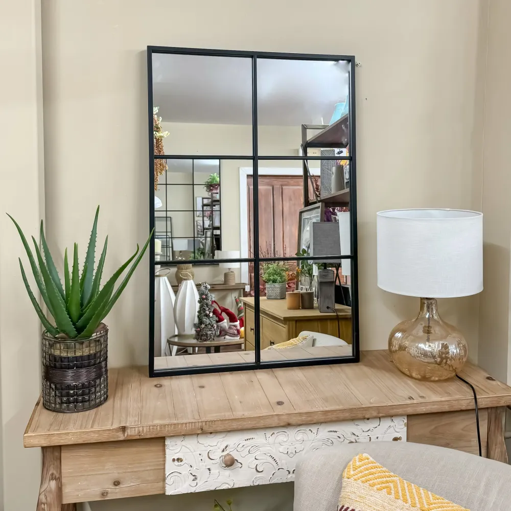 Espejo metal negro efecto ventana 60x90 Petra Decora