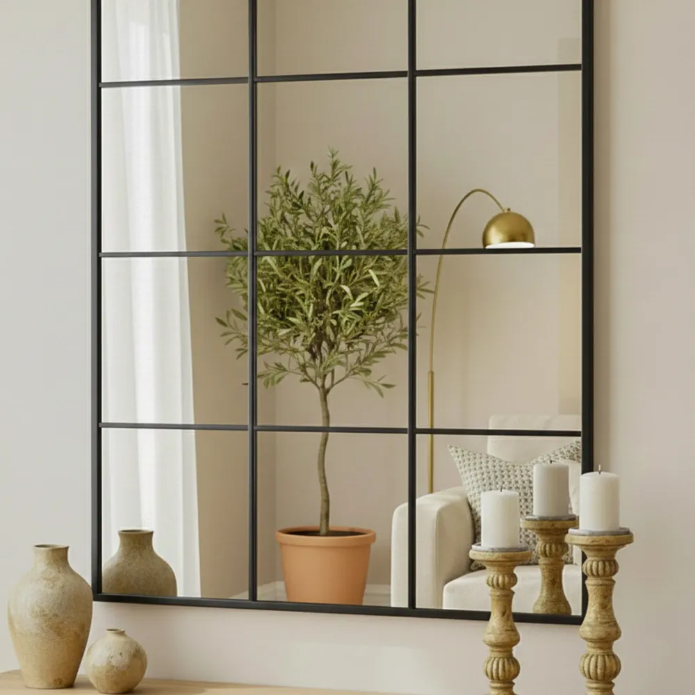 Espejo negro metal efecto ventana 90x120 cm Petra Decora