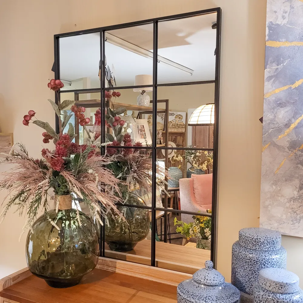 Espejo negro metal efecto ventana 90x120 cm Petra Decora