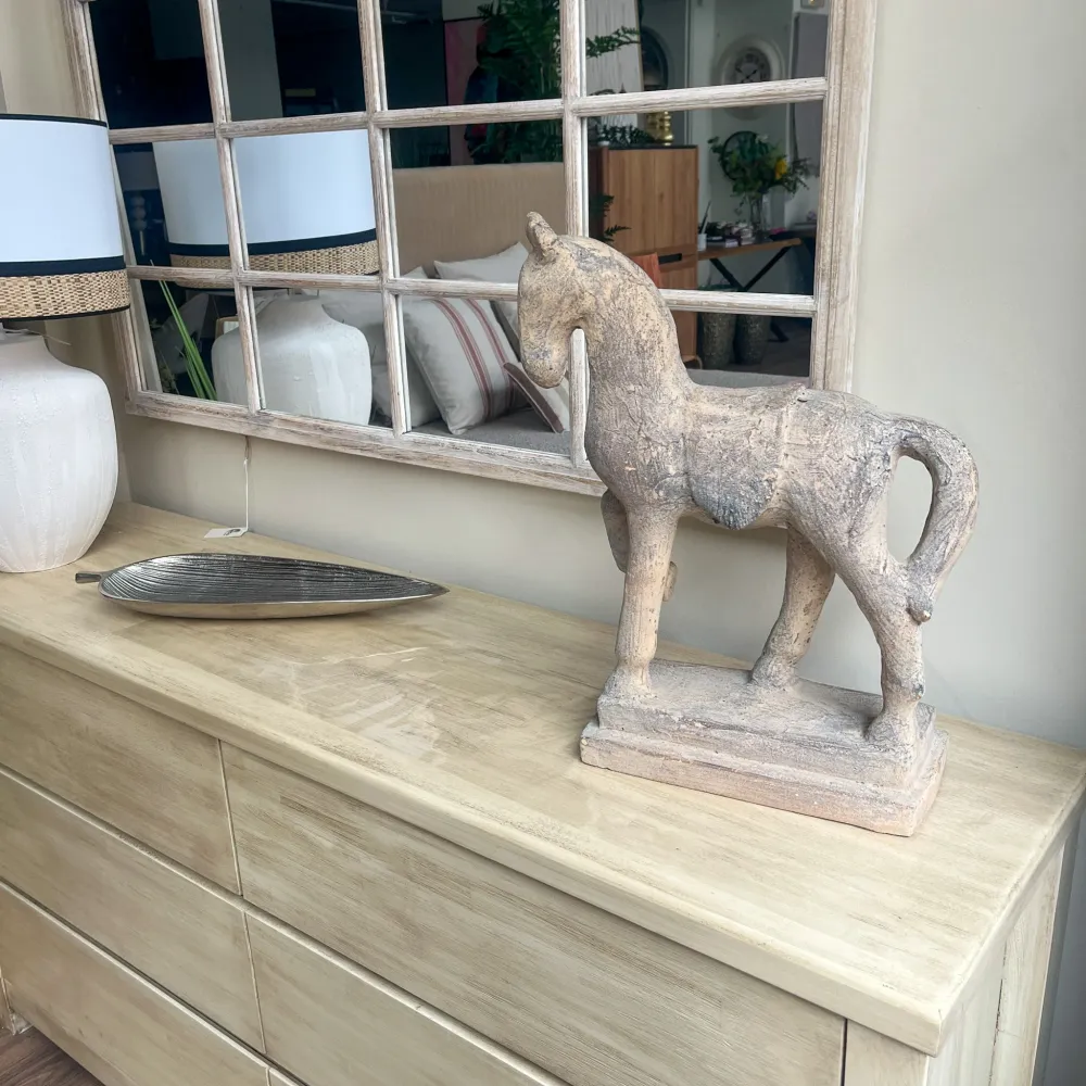 Figura caballo jerez color piedra 36x16x50 cm Petra Decora