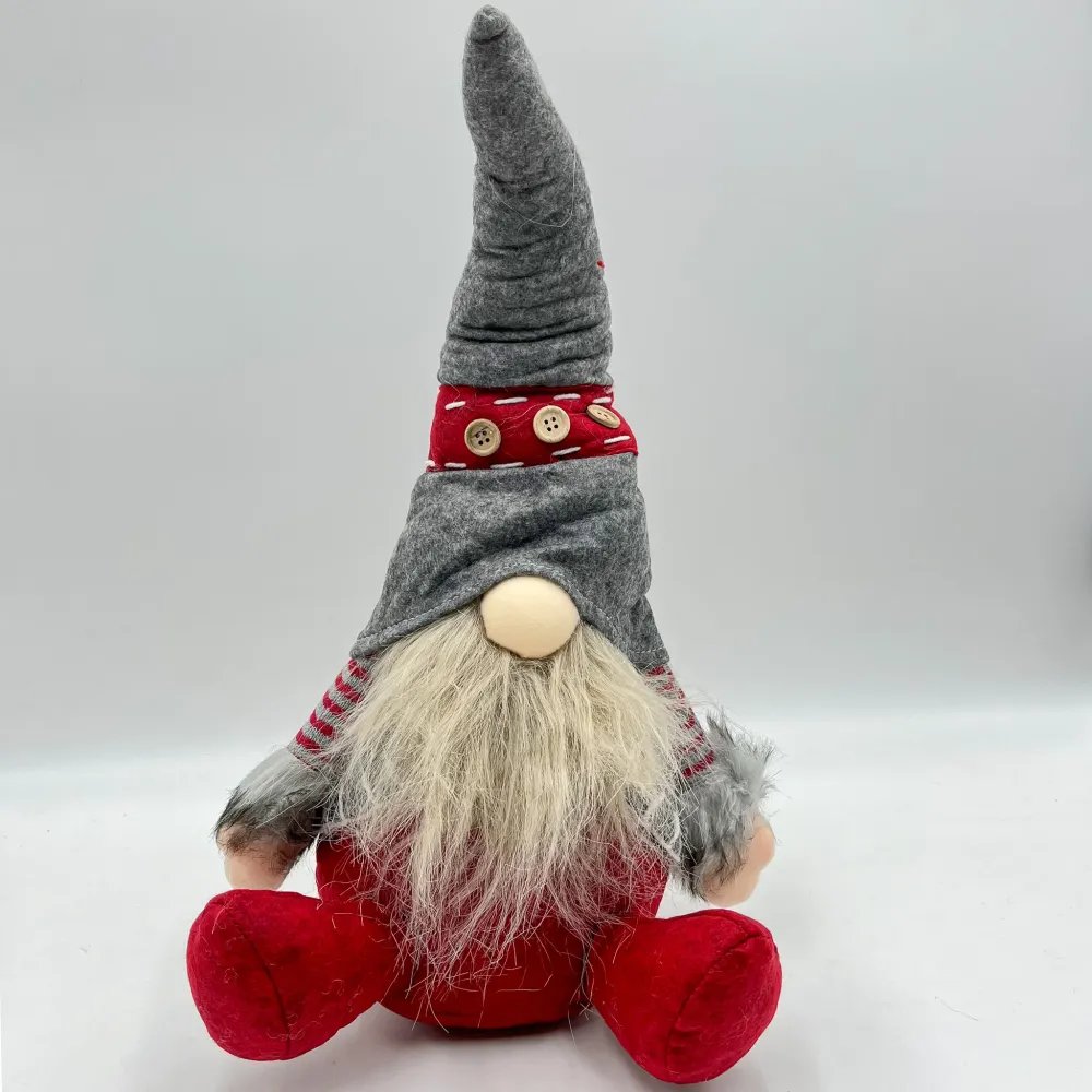 Gnomo navideño gris y rojo 23x14x45 Petra Decora
