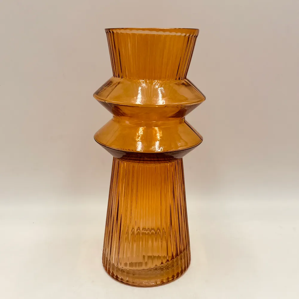 Jarrón cobre cristal 11,50x1,50x26,50 Petra Decora