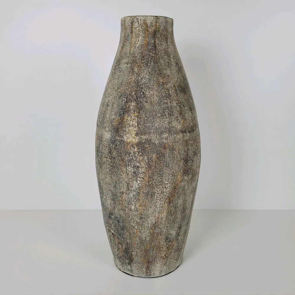 Jarrón gris terracota 32x32x69 cm Petra Decora