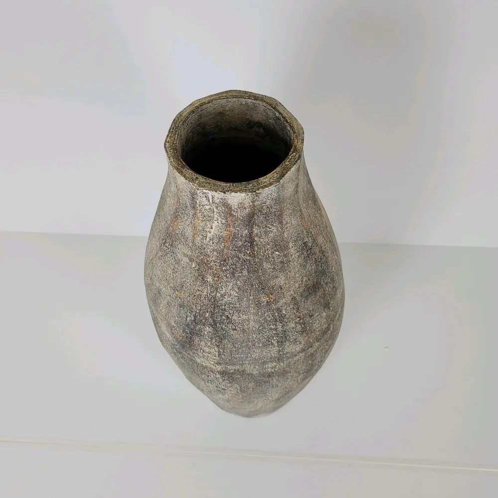 Jarrón gris terracota 32x32x69 cm Petra Decora