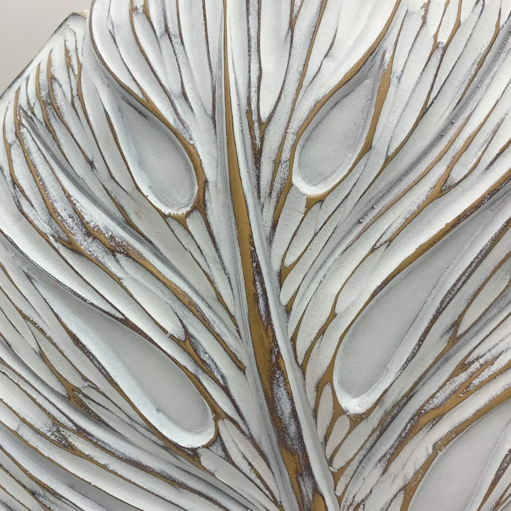 Jarrón hojas blanco y marrón 40x16x42 Petra Decora