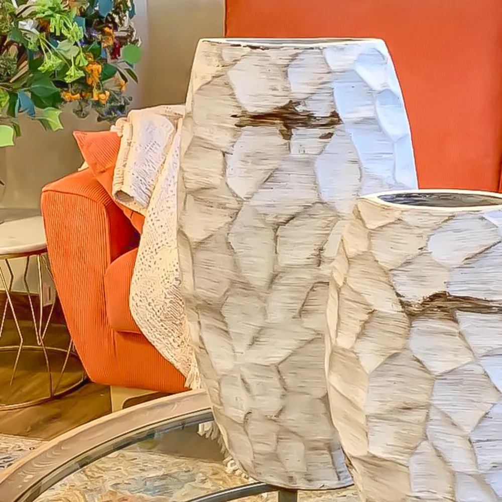 Jarrón terracota blanco 60 cm Petra Decora