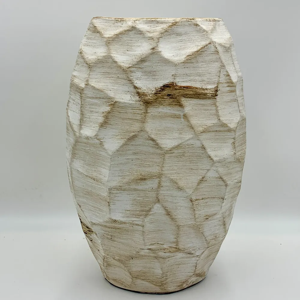 Jarrón terracota blanco 60 cm Petra Decora