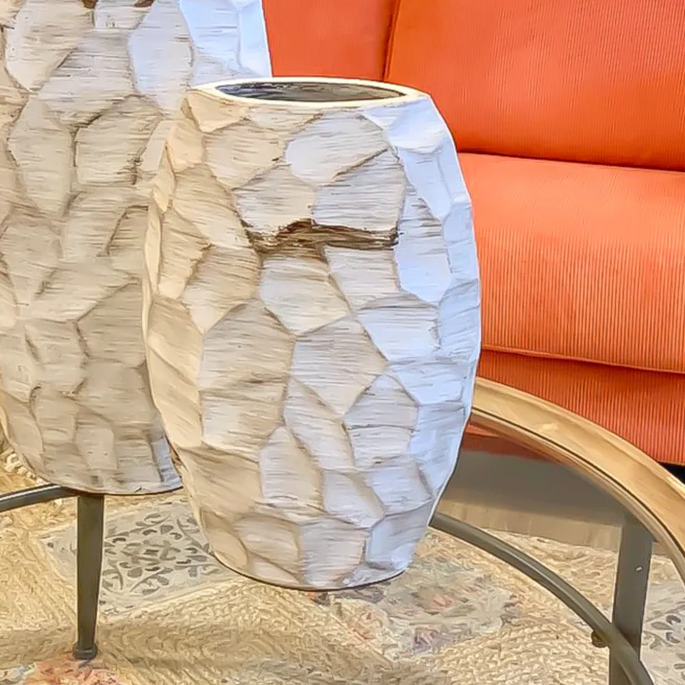 Jarrón terracota blanco 46 cm Petra Decora