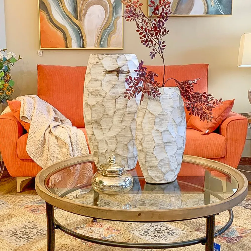 Jarrón terracota blanco 46 cm Petra Decora