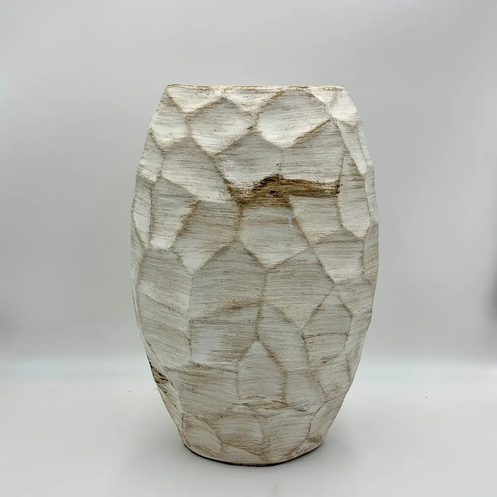 Jarrón terracota blanco 46 cm Petra Decora