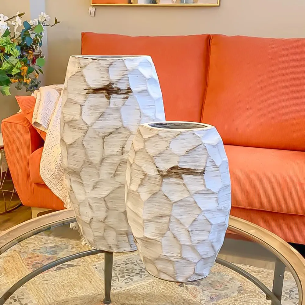 Jarrón terracota blanco 46 cm Petra Decora