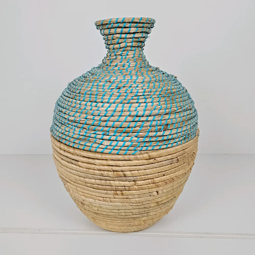 Jarrón turquesa hierba de mar 46cm Petra Decora