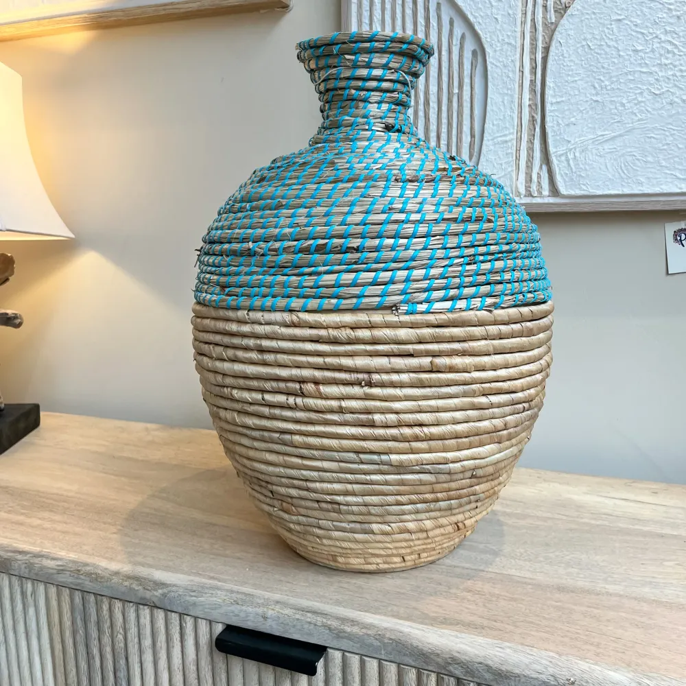 Jarrón turquesa hierba de mar 46cm Petra Decora