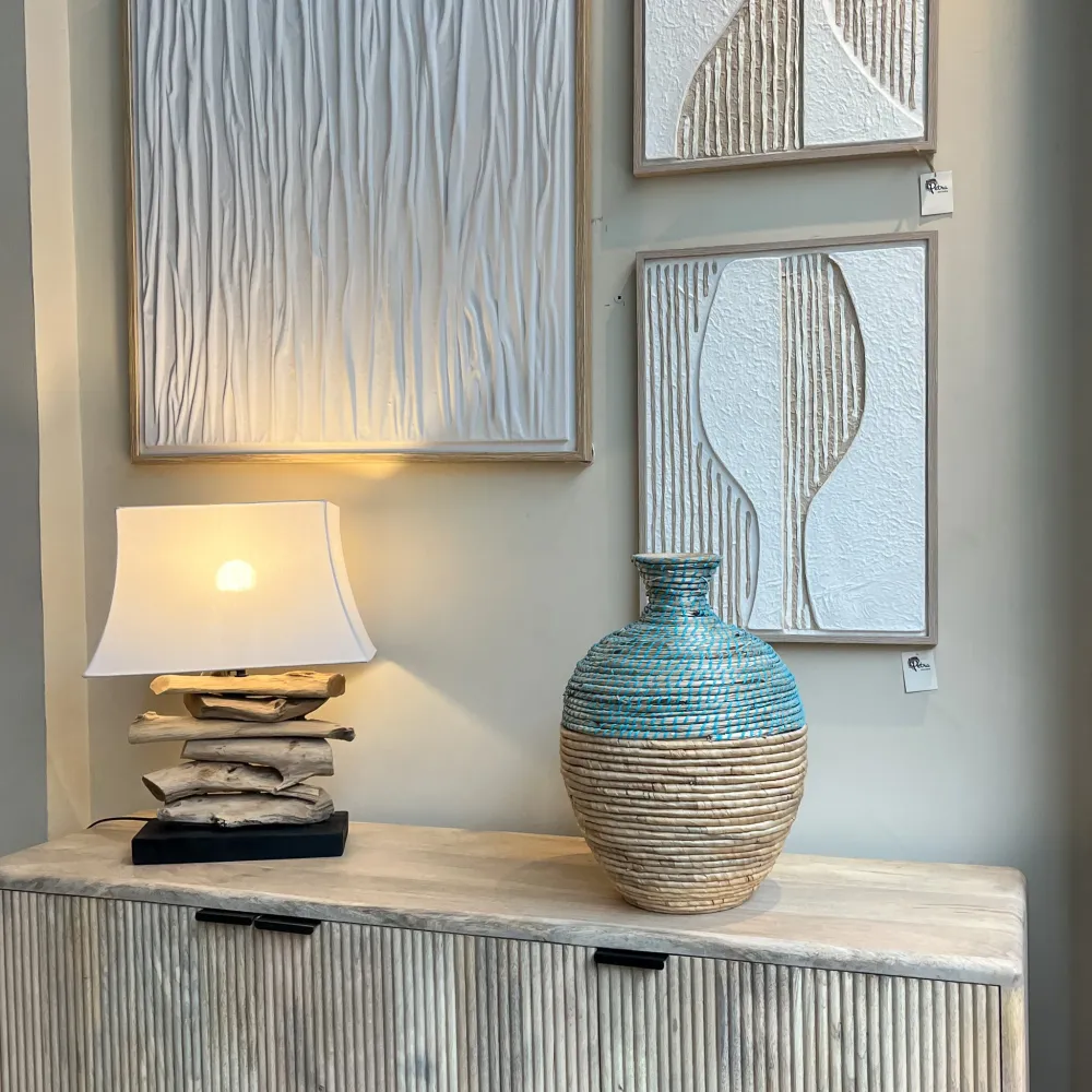 Jarrón turquesa hierba de mar 46cm Petra Decora