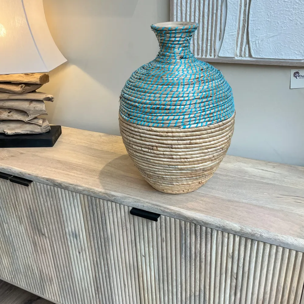 Jarrón turquesa hierba de mar 46cm Petra Decora