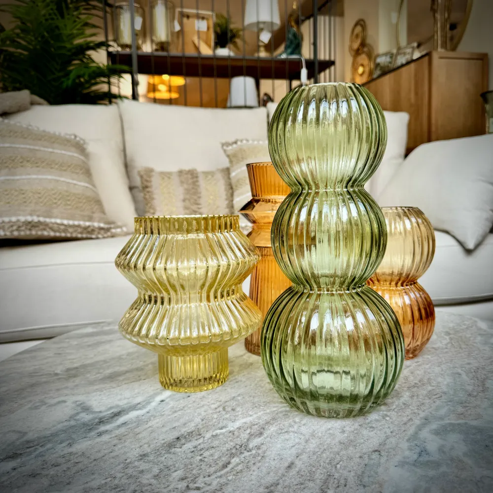 Jarrón verde cristal 14,50x14,50x32 Petra Decora