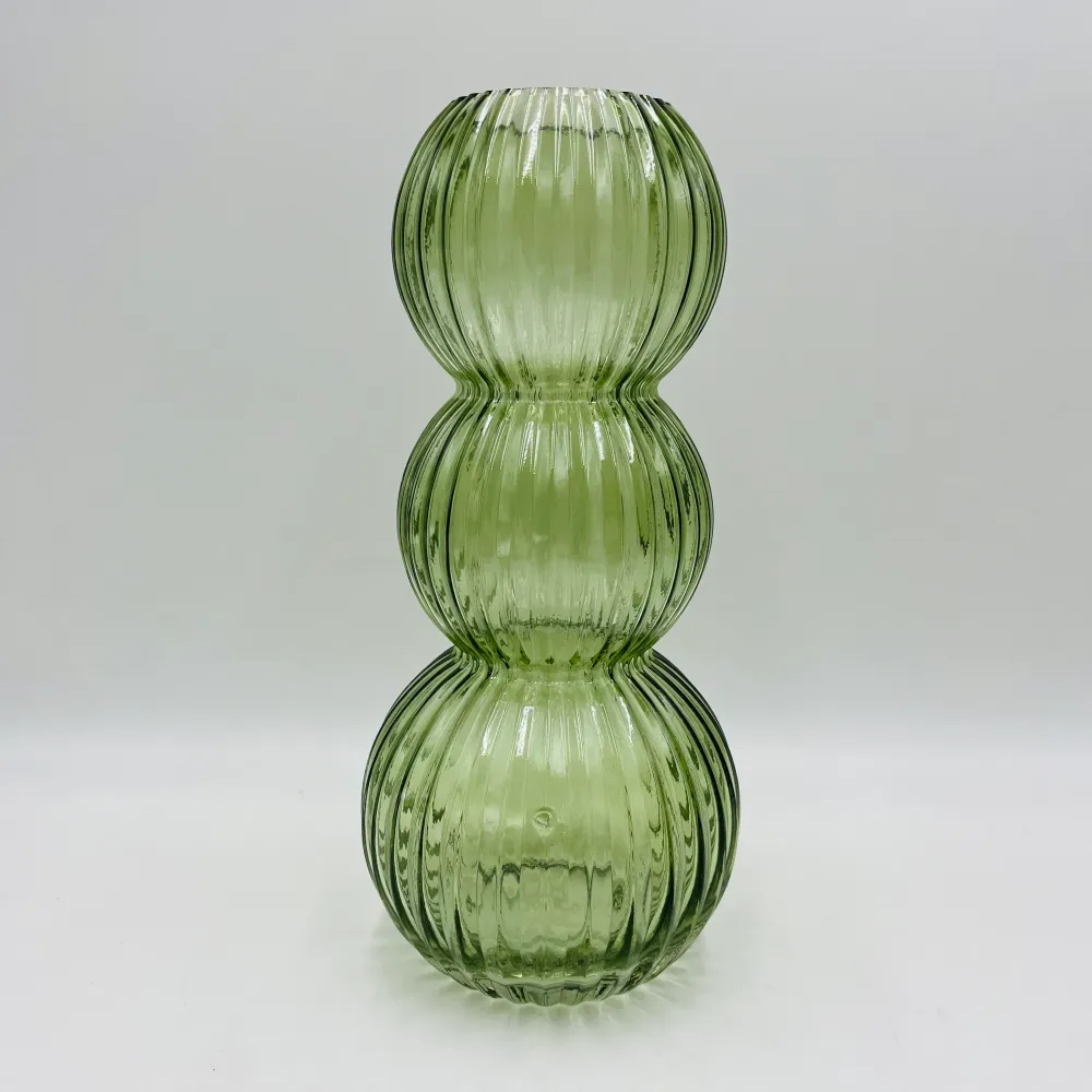 Jarrón verde cristal 14,50x14,50x32 Petra Decora