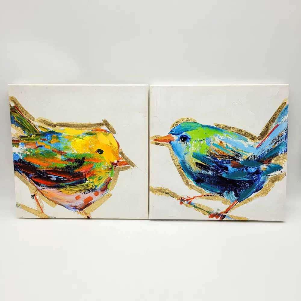 Lienzo pajaritos color 30x30 cm set 2 Petra Decora