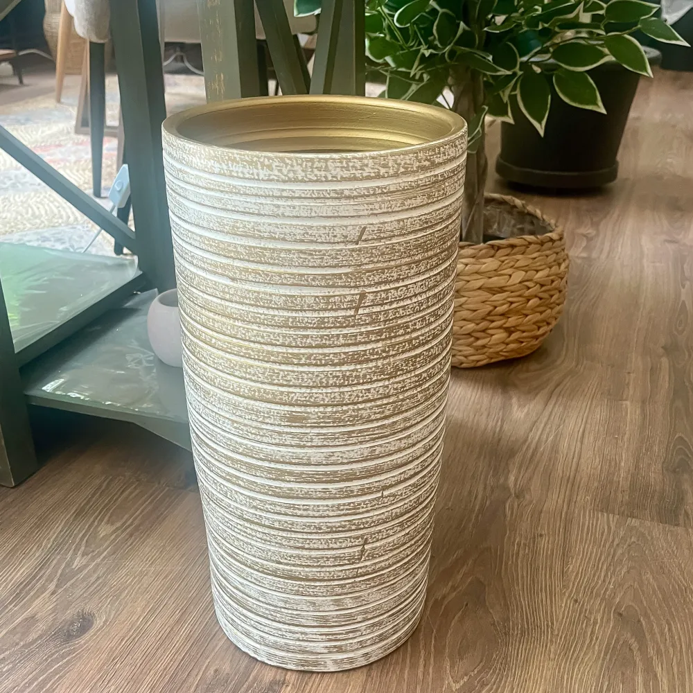 Paragüero cerámica rayas oro 21x44 Petra Decora