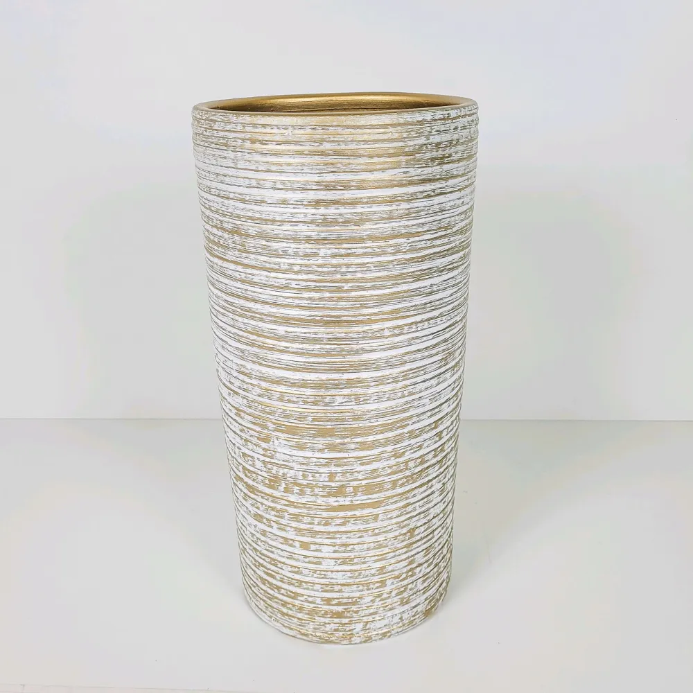 Paragüero cerámica rayas oro 21x44 Petra Decora