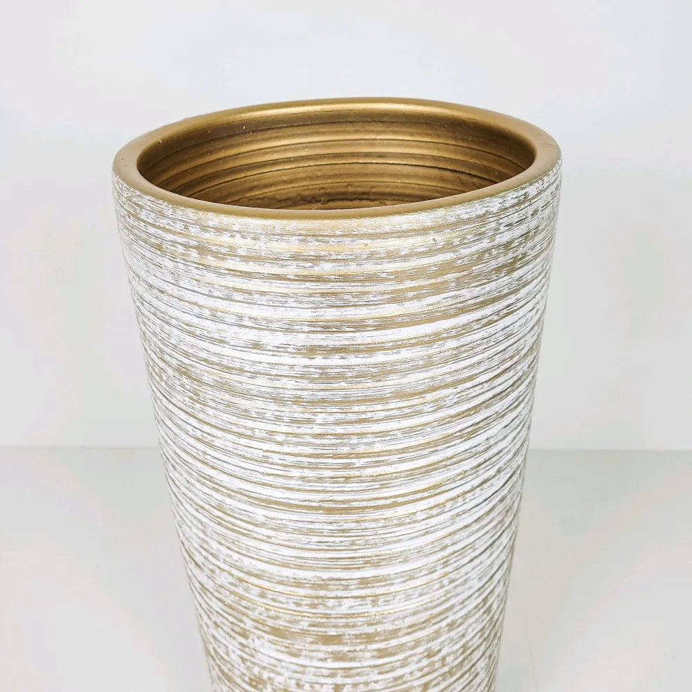 Paragüero cerámica rayas oro 21x44 Petra Decora