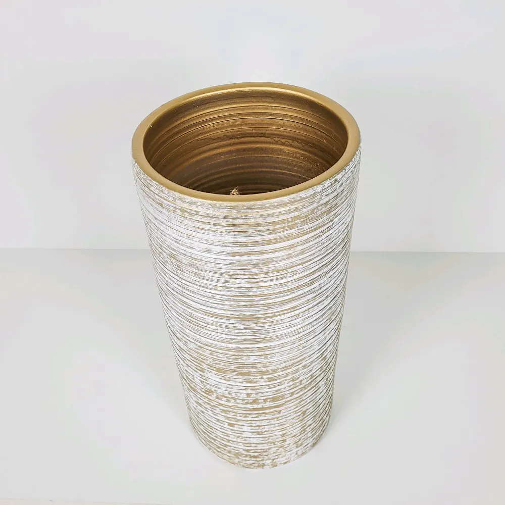 Paragüero cerámica rayas oro 21x44 Petra Decora