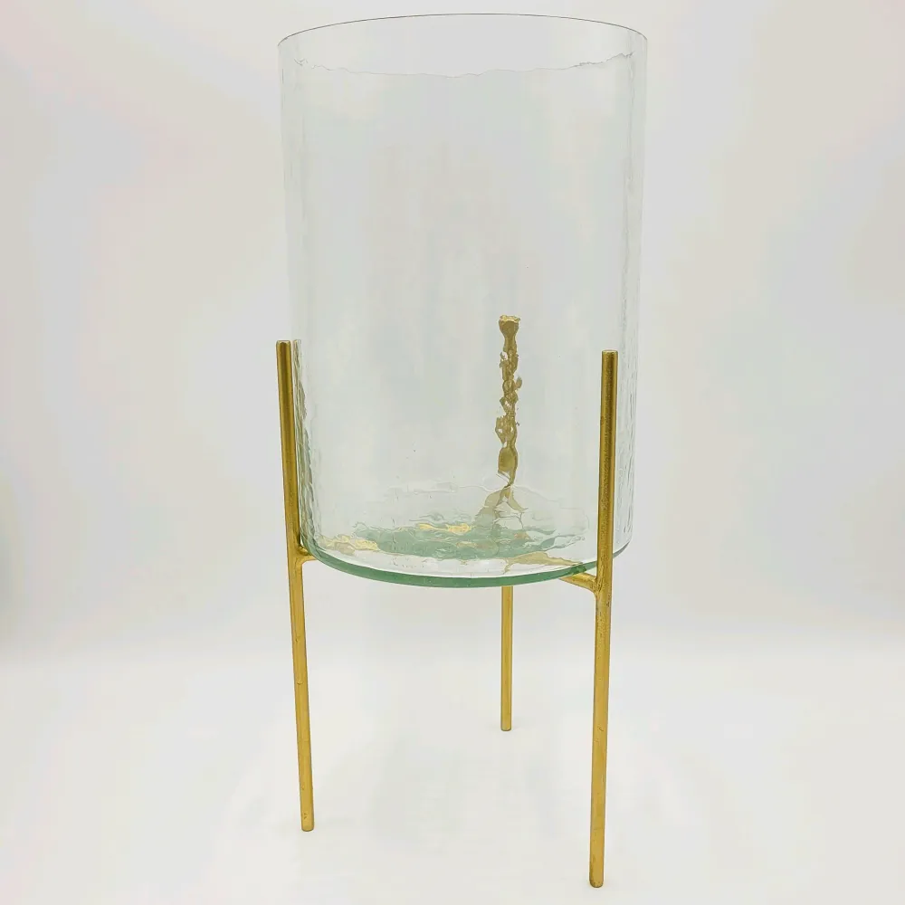 Portavela cristal metal 20x20x46 cm Petra Decora