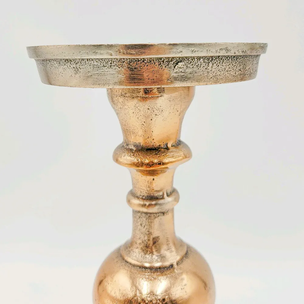 Portavelas cobre aluminio 9x9x24 cm Petra Decora