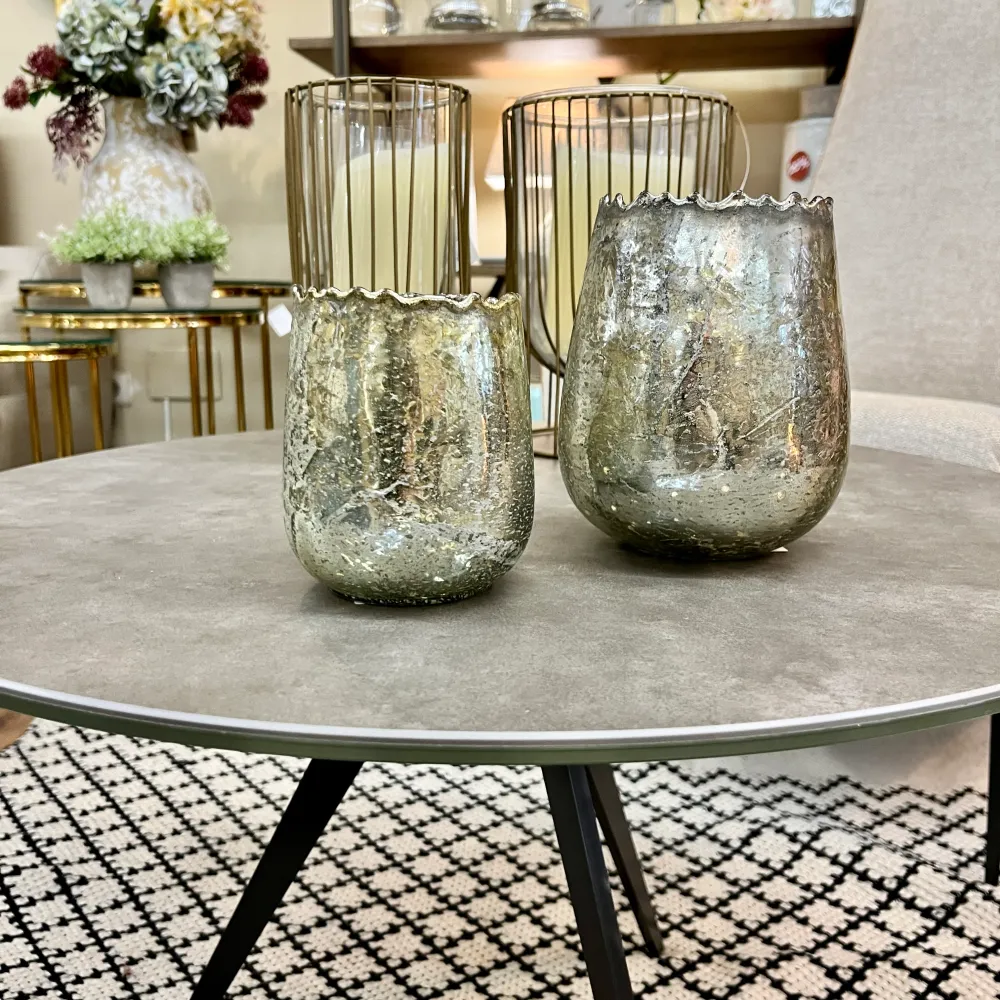 Portavelas cristal champagne 15 cm Petra Decora